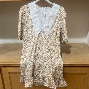 70/21 Floral Print Mini Dress with White Eyelet Collar